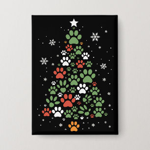 Haustier Pfote Weihnachtsbaum Katzen Hunde Liebhab Button