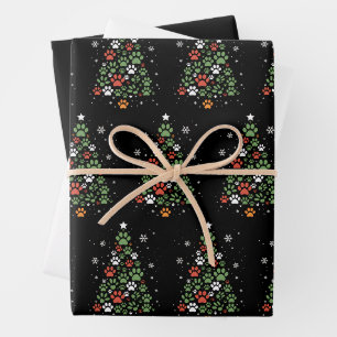 Haustier Pfote Weihnachtsbaum Katzen Hunde Liebhab Geschenkpapier Set