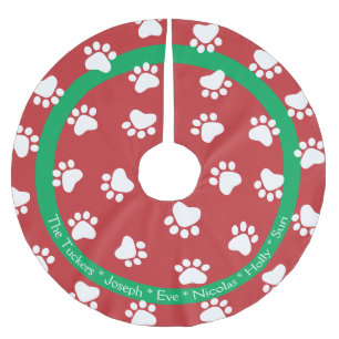 Haustier Pfoten Hund Katze Familienname Weihnachte Polyester Weihnachtsbaumdecke