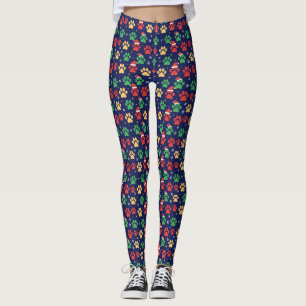 Haustier-Pfoten-Weihnachts-Pyjama-Hosen - Navy PJs Leggings