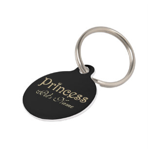 Haustier-Prinzessin Black und Gold personalisiert Tiermarke