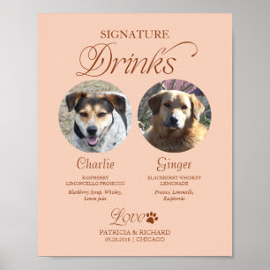 Haustier-Signature-Drinks-Hochzeitsschild mit Foto Poster