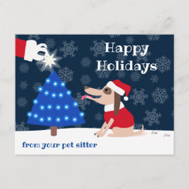 Haustier Sitter Hund mit Weihnachtsbaum und Weihna Postkarte