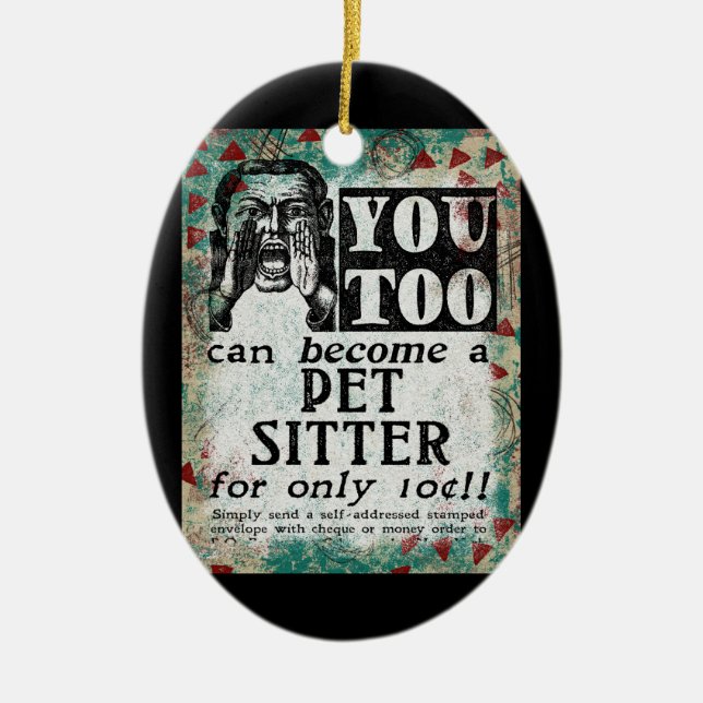 Haustier-Sitter - Vintage Réro Keramik Ornament (Vorne)