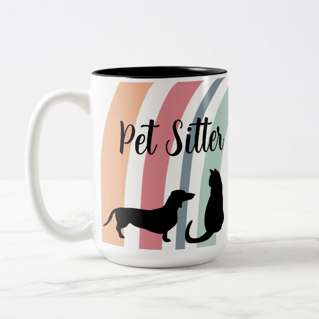 Haustier-Sitter Zweifarbige Tasse (Links)