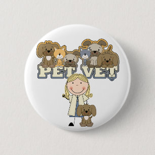 Haustier-Tierarzt-blonde weibliche T-Shirts und Button