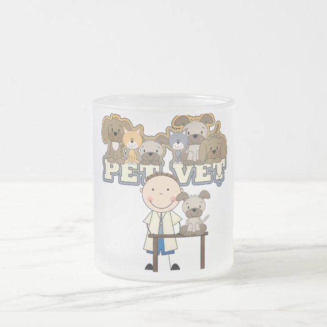 Haustier-Tierarzt-weiße männliche T - Shirts und Mattglastasse (Mittel)