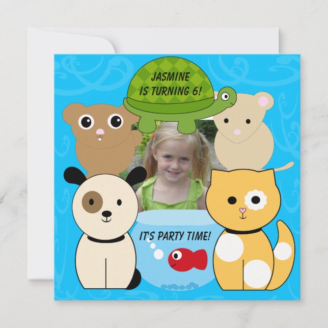 Haustier über Geburtstag Einladung (Vorderseite)