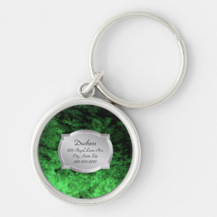 Haustier-Umbau Herzogin-Green Leather Silver Schlüsselanhänger