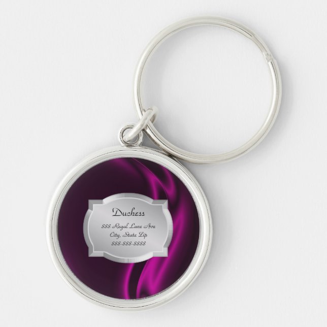 Haustier-Umbau Herzogin-Pink Silk Silver Plaque Schlüsselanhänger (Vorne)
