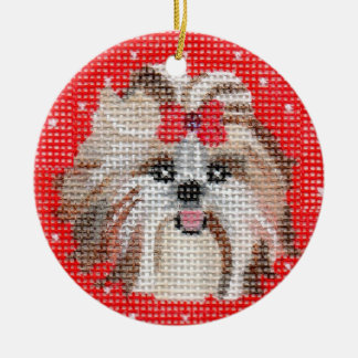 Haustier-Verzierungen - Shih Tzu Keramik Ornament