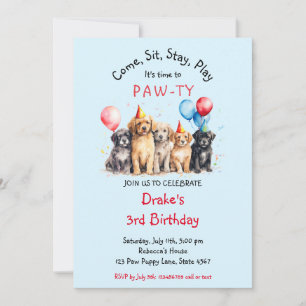 Haustier Welpen Hund Geburtstag Pawty Einladung