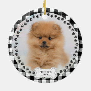 Haustier Zwei Foto Weihnachten Schwarz Kariert Per Keramik Ornament