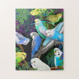 HaustierBudgerigars im Farn-Puzzlespiel