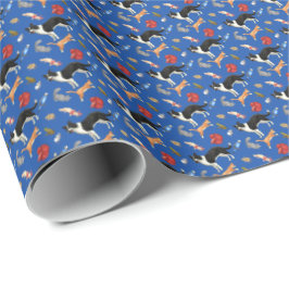 Haustiere auf dem Vormarsch (auf Blau) Geschenkpapier