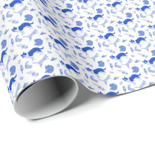 Haustiere auf dem Vormarsch (Blau) Geschenkpapier