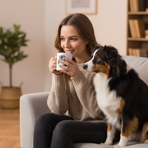 Haustiere Australian Shepherd Schwarz Aquarell Kaffeetasse
