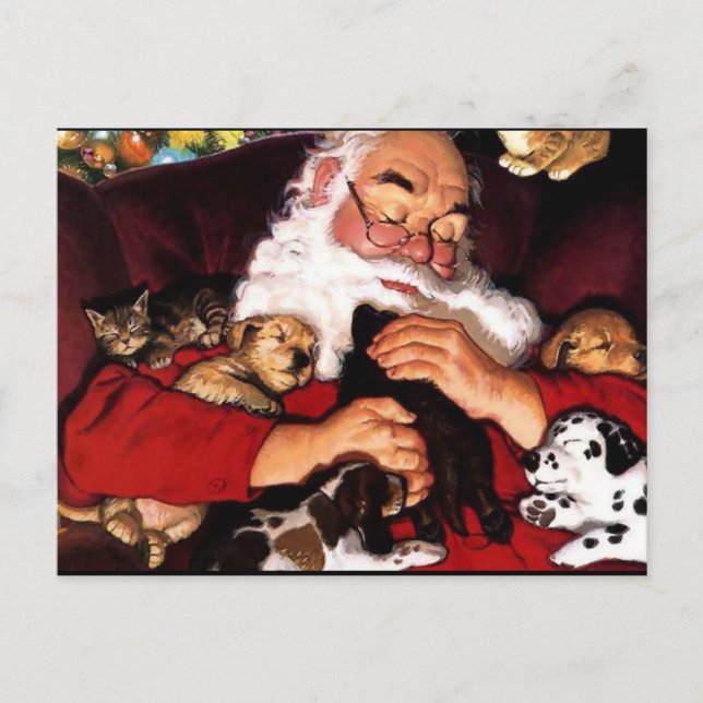 Haustiere des Weihnachtsmanns Feiertagspostkarte (Vorderseite)
