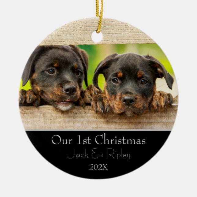 Haustiere Erste Weihnachten Keramik Ornament (Vorne)