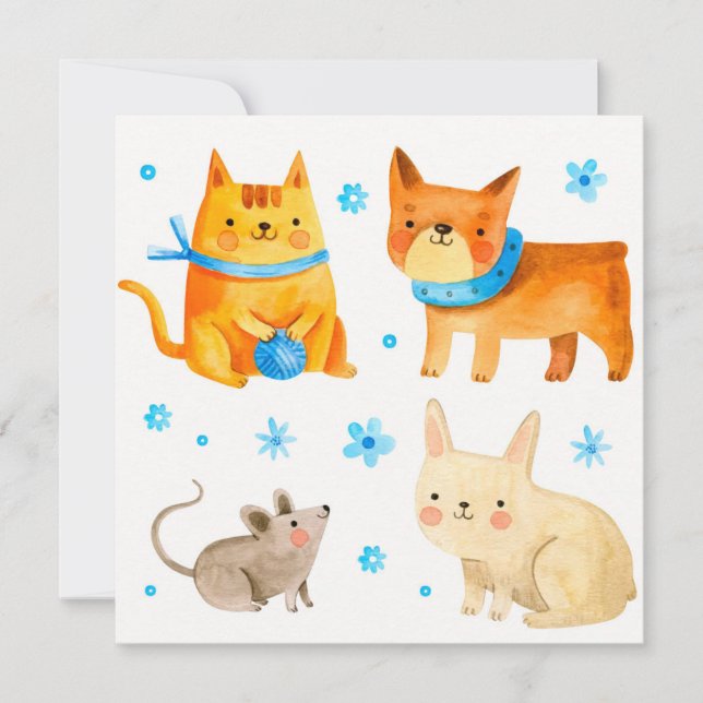 Haustiere Feiertagskarte (Vorderseite)