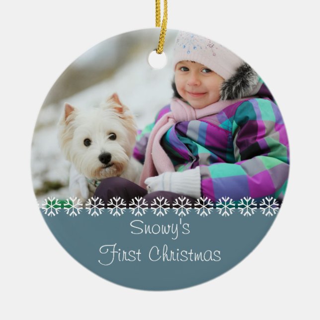 Haustiere Hunde Erste Weihnachten w. Ihr eigenes F Keramik Ornament (Vorne)