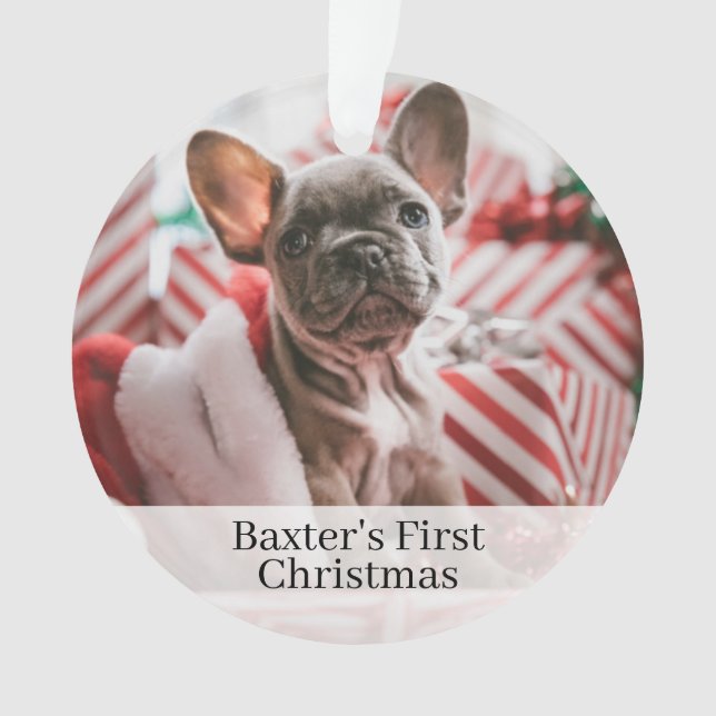 Haustiere Hunde Erstes Weihnachtsfest Foto Ornamen Ornament (Vorderseite)