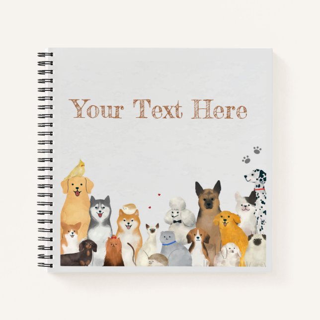 Haustiere, Hunde und Katzen - individualisierbares Notizbuch (Vorderseite)