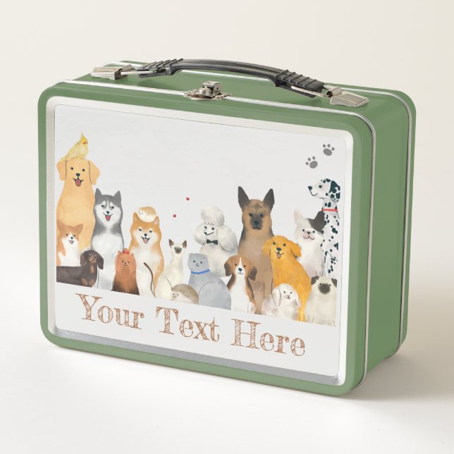 Haustiere, Hunde und Katzen Metall Brotdose (Vorderseite)