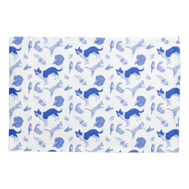 Haustiere im Parade Pillow Case (blau) Kissenbezug (Rückseite)