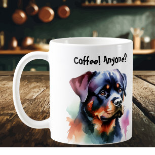 Haustiere Schwarze Rottweiler Personalisieren Kaffeetasse