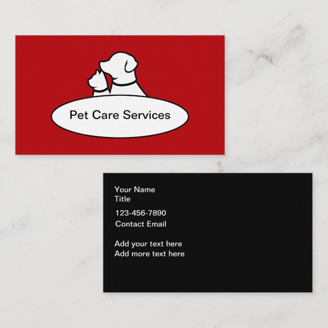 Haustiere Service Moderne Hunde Katzen Visitenkart Visitenkarte (Vorne/Hinten)
