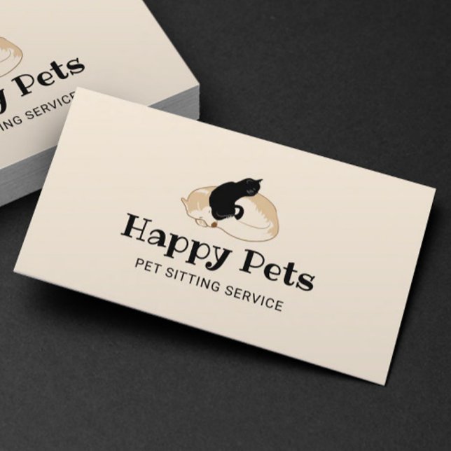 Haustiere Sitzen Niedliche Hunde- und Katzen-Logo- Visitenkarte (Von Creator hochgeladen)