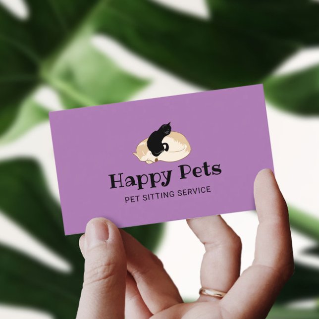 Haustiere Sitzen Niedliche Hunde- und Katzen-Logo  Visitenkarte (Von Creator hochgeladen)