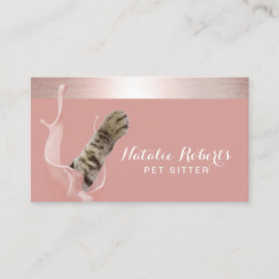 Haustiere Sitzen Niedliche Katzenpaw Rose Gold Str Visitenkarte