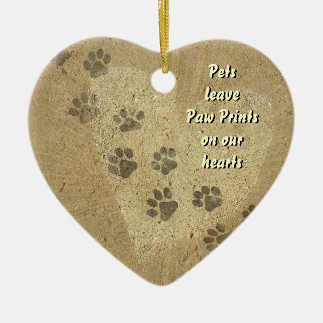 Haustiere verließ Paw Prints auf unseren Herzen Keramikornament (Vorne)