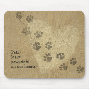 Haustiere verließ Paw Prints auf unseren Herzen Mousepad