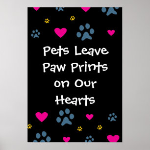 Haustiere Verließ Paw Prints auf unseren Herzen Poster