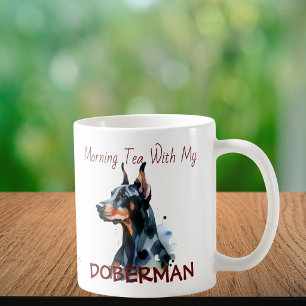 Haustiere Wasserfarben Dobermann Schwarz Personali Kaffeetasse