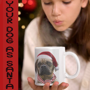 Haustierfoto mit Santa-Hut-Geschenk für Hundemama Kaffeetasse