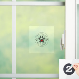 Haustierfreundliches Label mit Herzpfote Fensteraufkleber