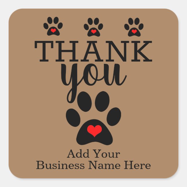 Haustiergeschäft | Dog Paw Custom Danke Stickers (Vorderseite)