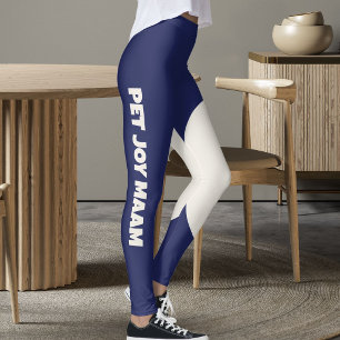 Haustierkatze Mama Navy Blau Einfarbig Elfenbein I Leggings