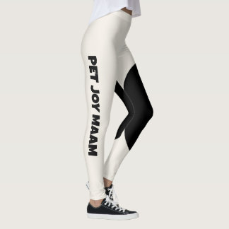 Haustierkatze Mutter Name Massiv Elfenbein Schwarz Leggings