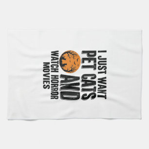 Haustierkatzen Horrorfilme Vintage Halloween-Shirt Geschirrtuch
