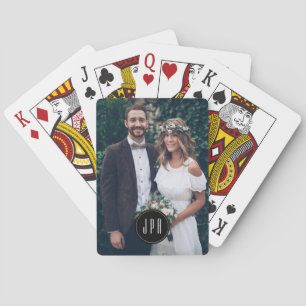 Haustierkinder für Fotos, die ein Monogramm einset Spielkarten