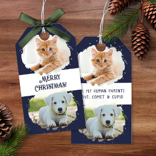 Haustierliebhaber Personalisiert Zwei Fotos Blau W Geschenkanhänger