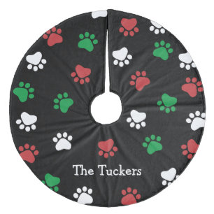 Haustierliebhaber Pfotenabdrücke Katzenpfoten Hund Fleece Weihnachtsbaumdecke