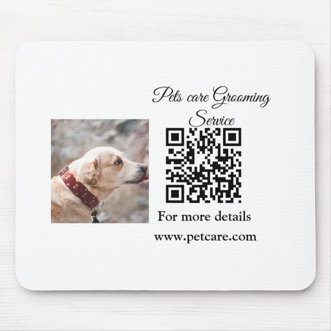 Haustierpflege-Grooming-Service Q R-Code Name Text Mousepad (Vorne)