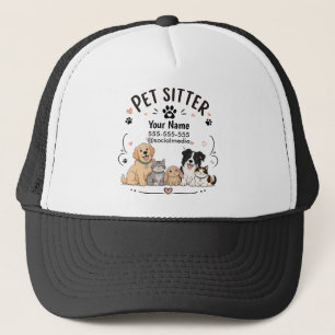 Haustiersitter Trucker-Mütze mit süßen Cartoon-Tie Truckerkappe