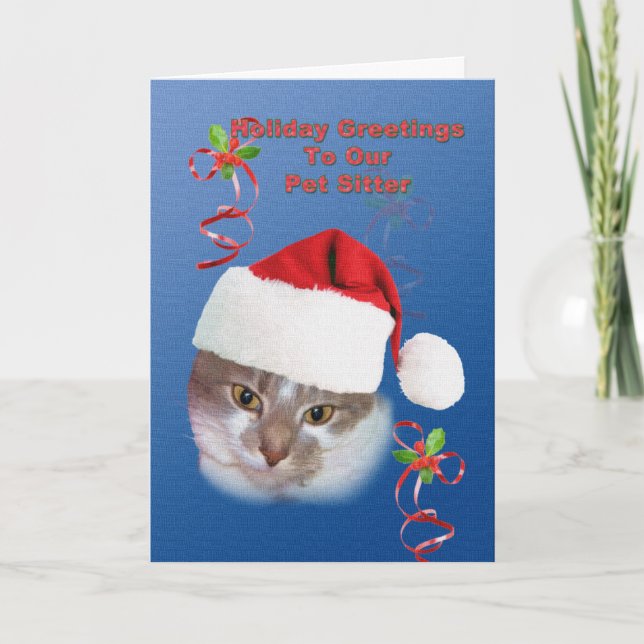 HaustierSitter, Weihnachten, Katze in der Feiertagskarte (Vorderseite)